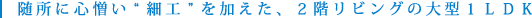 随所に心憎い“細工”を加えた、２階リビングの大型１ＬＤＫ